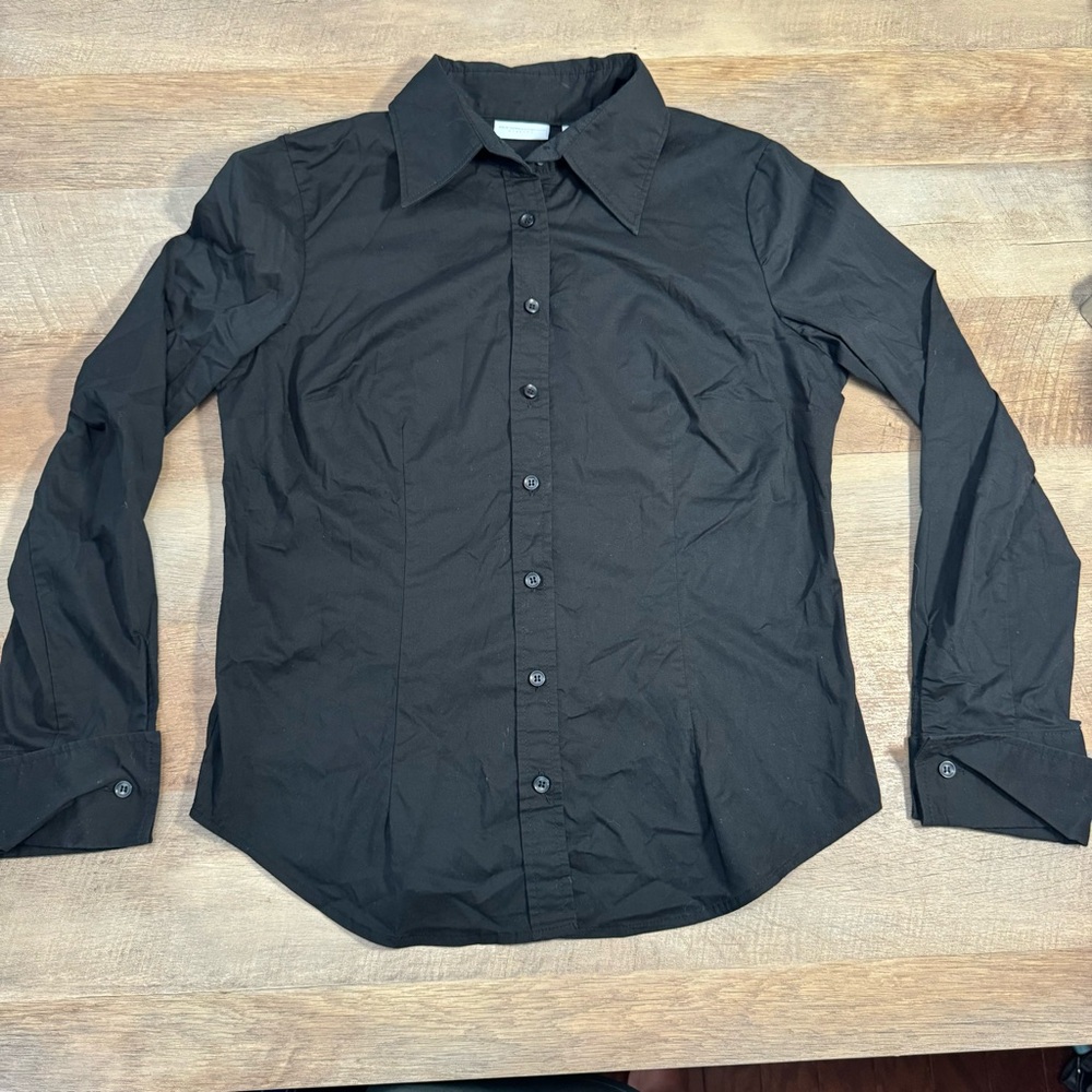 EUC NY&CO Women’s Black Long Sleeve Button Down Size Large